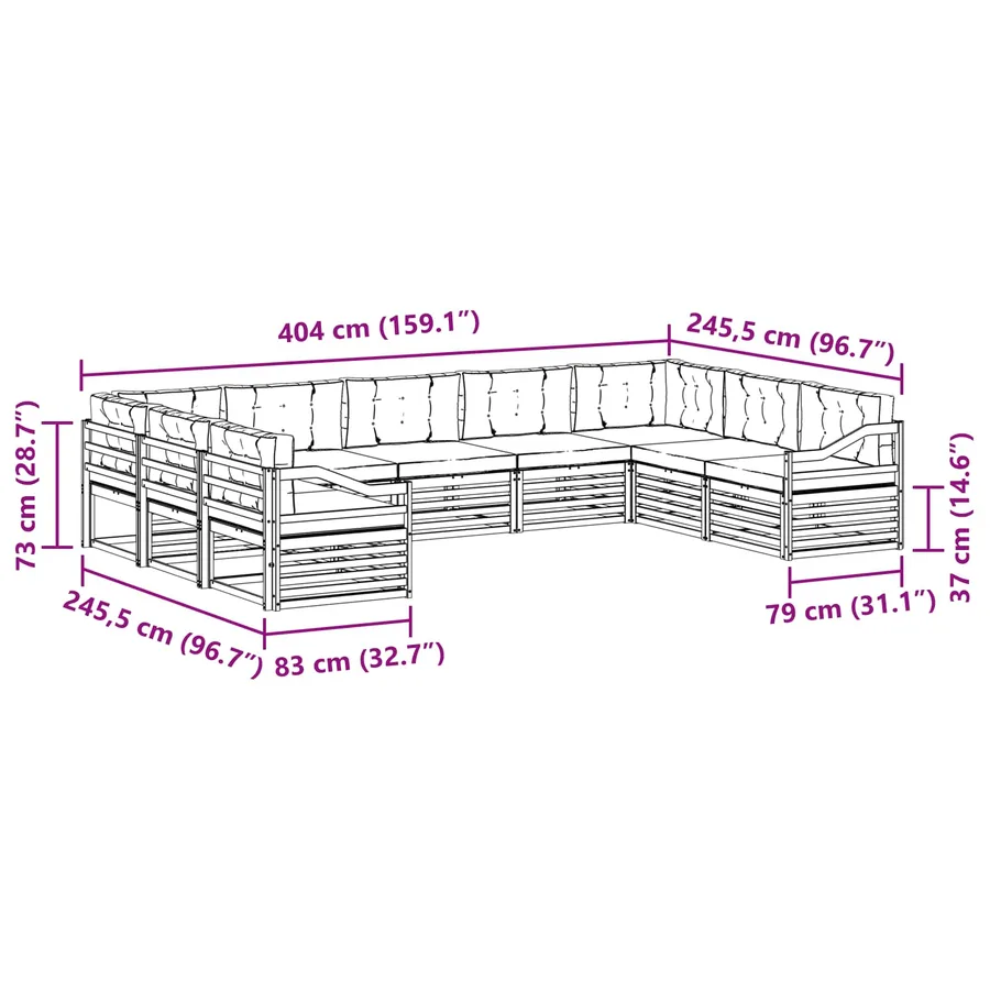 Ensemble de canapés d'extérieur 9 pc Blanc et crème - 8