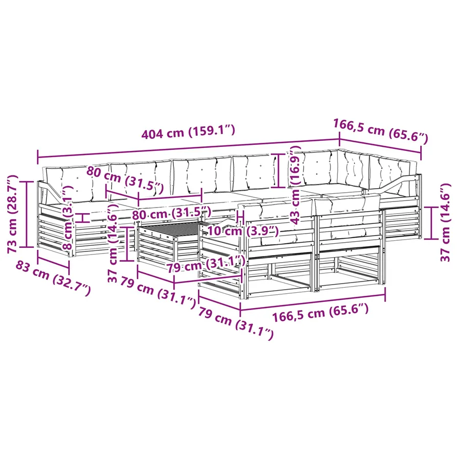 Ensemble de canapés d'extérieur 9 pc Blanc et anthracite - 8