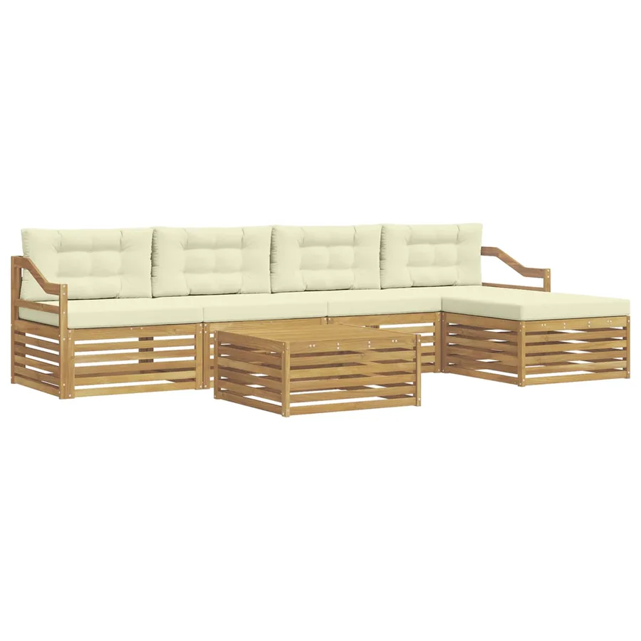 Ensemble de canapés d'extérieur 6 pc Blanc et crème Polyester - 2