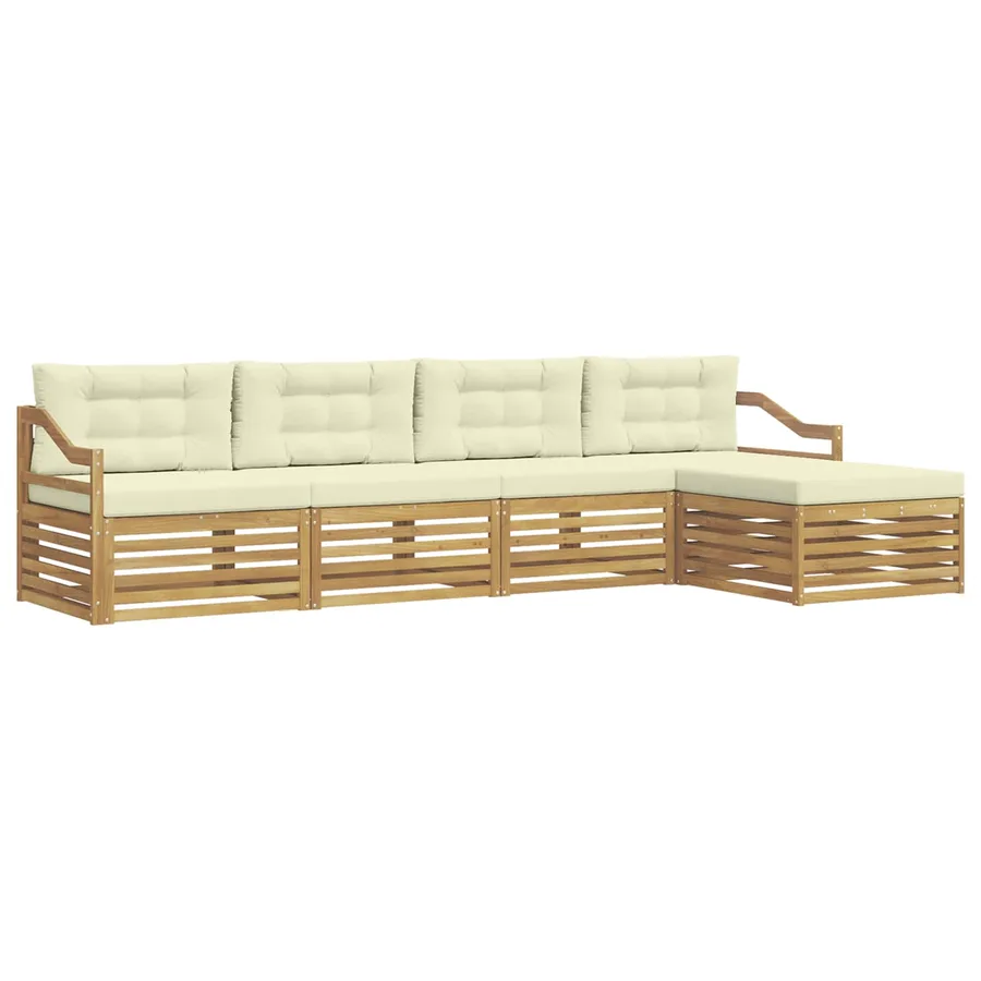 Ensemble de canapés d'extérieur 5 pc Blanc et crème Polyester - 2