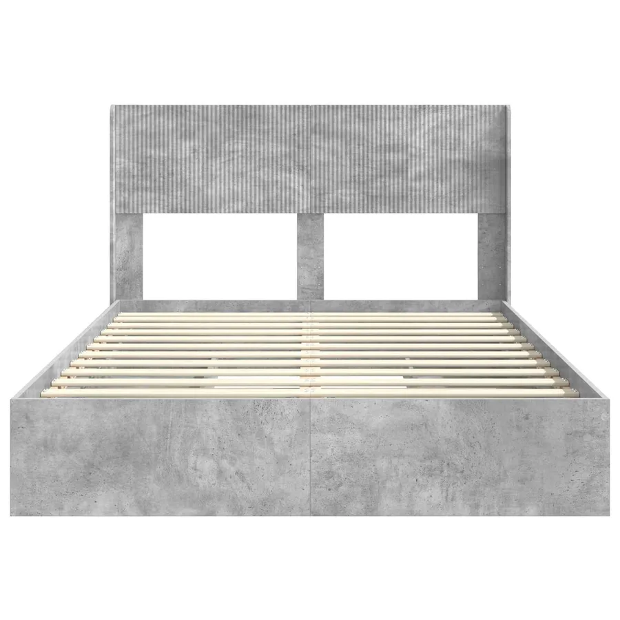 Cadre de lit avec rangement et tête de lit Gris béton - 6