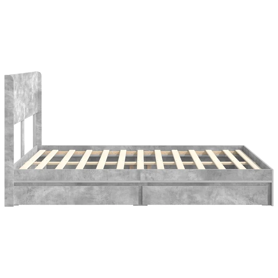 Cadre de lit avec rangement et tête de lit Gris béton - 7