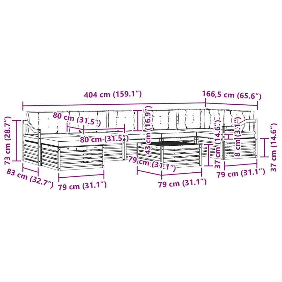 Ensemble de canapés d'extérieur 8 pc Blanc et Beige - 9