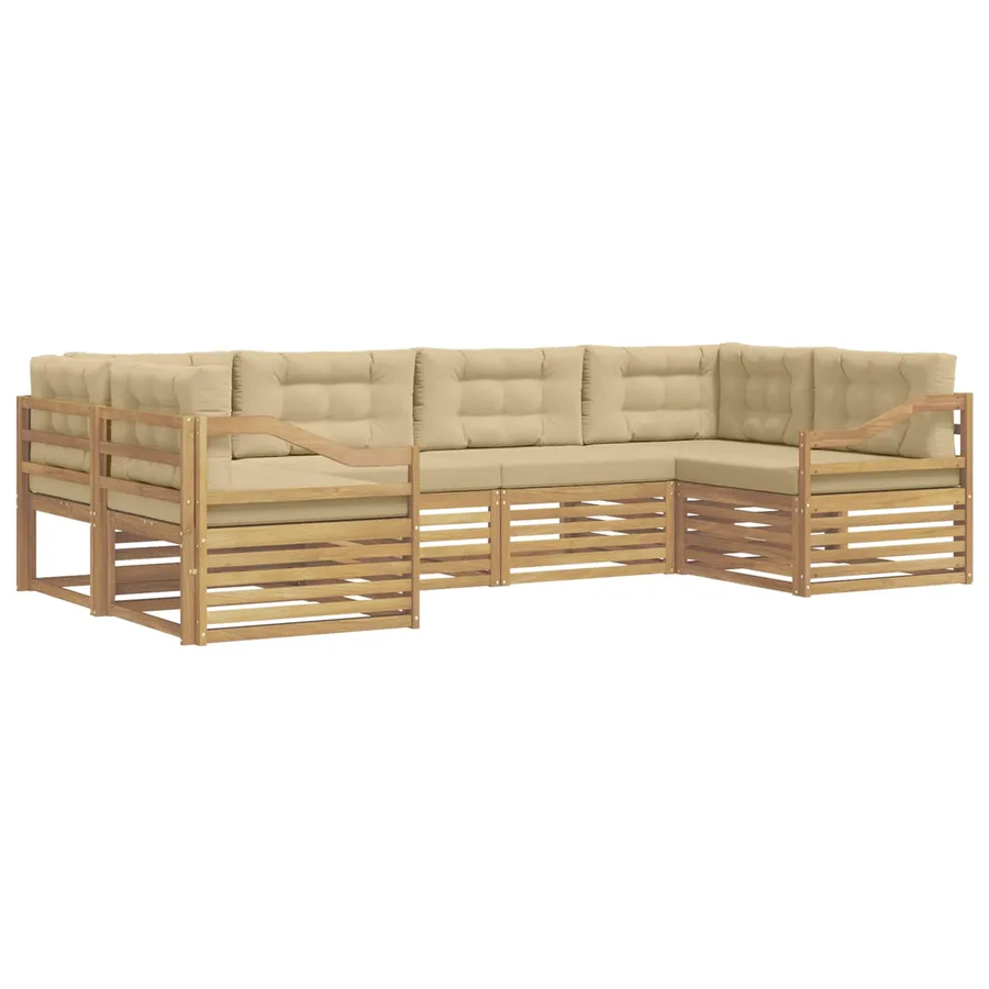 Ensemble de canapés d'extérieur 6 pc Blanc et Beige Polyester - 2