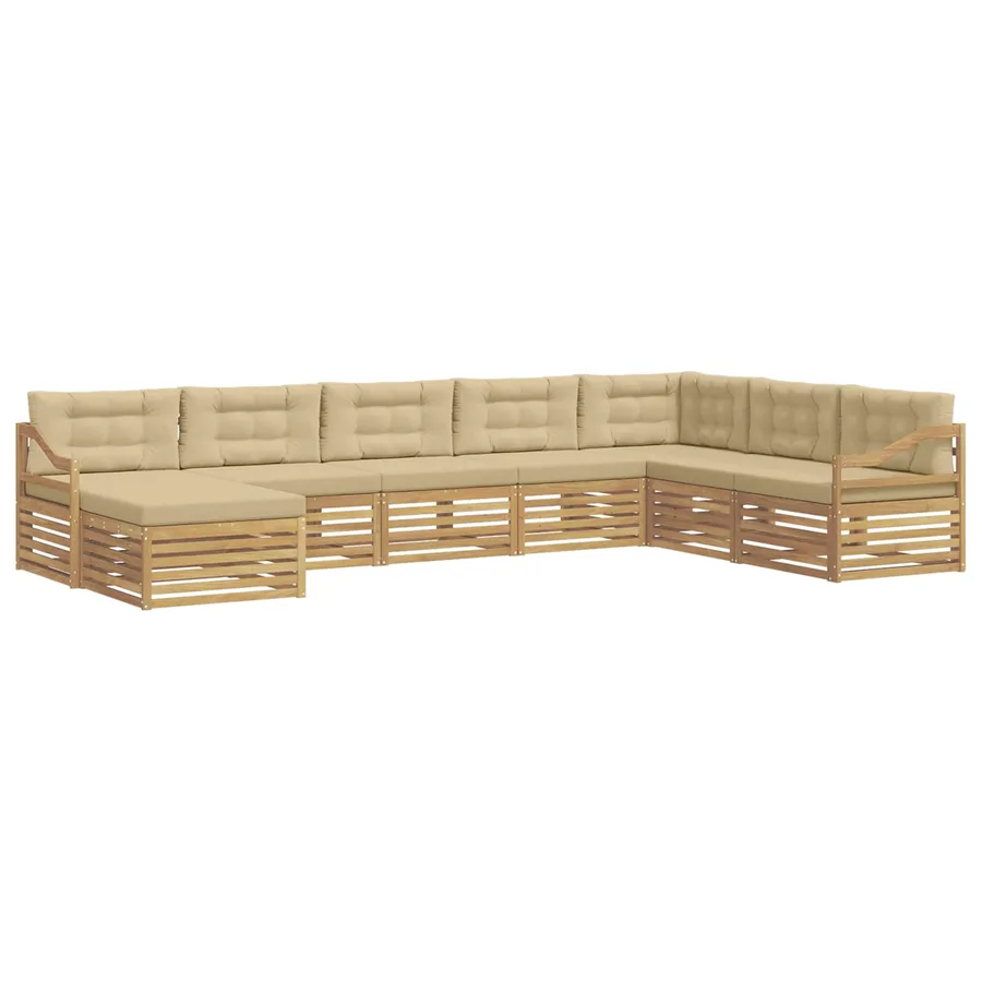 Ensemble de canapés d'extérieur 8 pc Blanc et Beige Polyester - 2