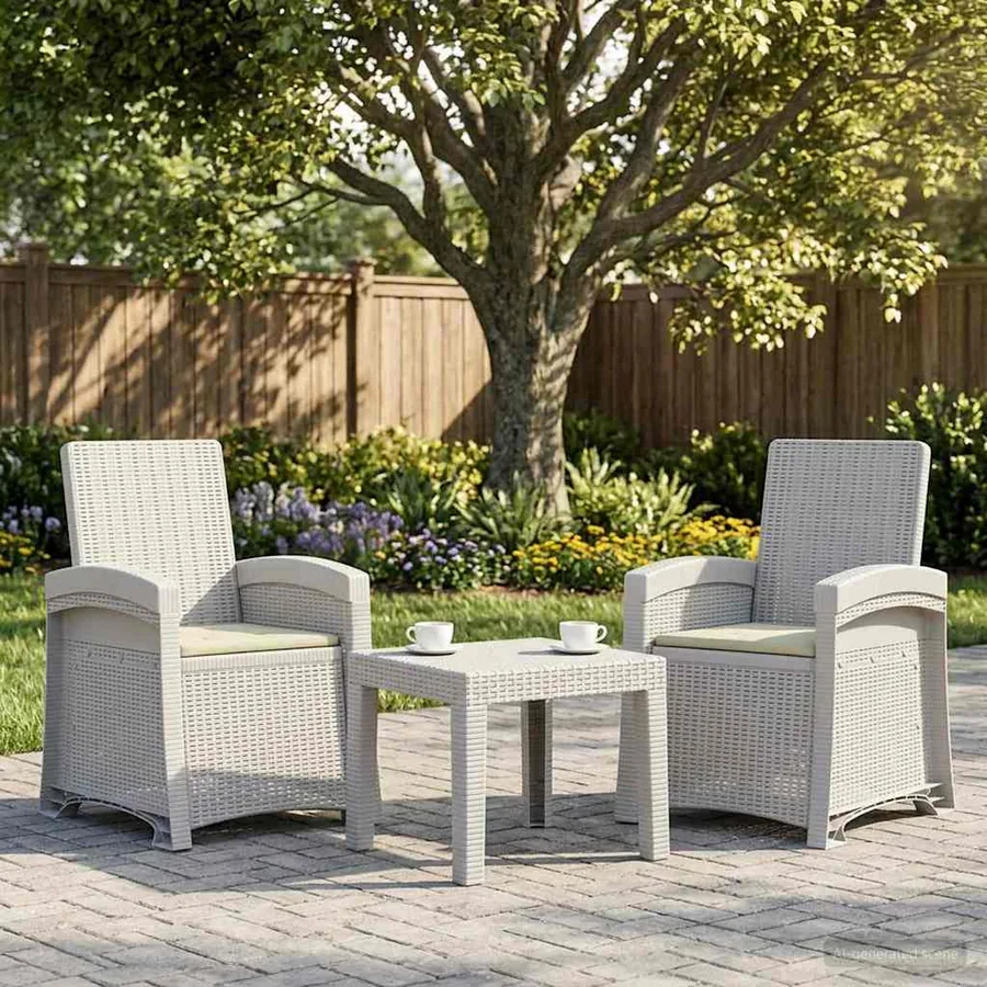 Chaise de jardin inclinable imitant le rotin 2 pcs PP