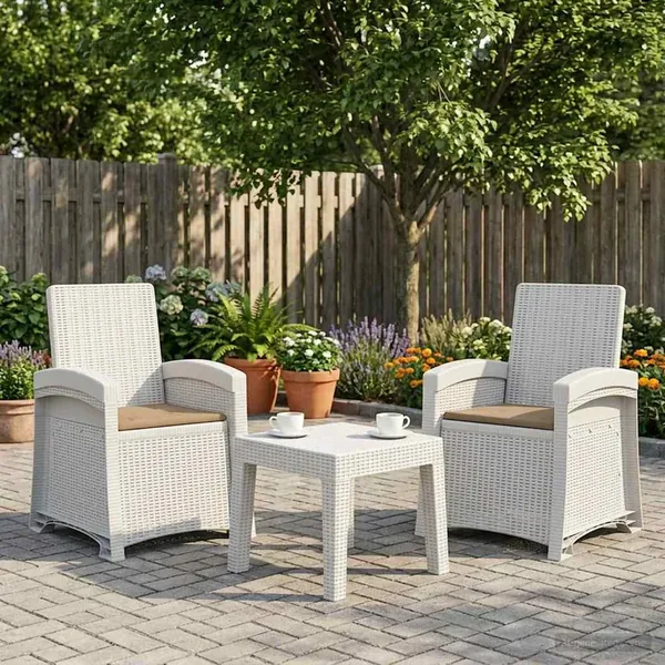 Chaise de jardin inclinable imitant le rotin 2 pcs PP