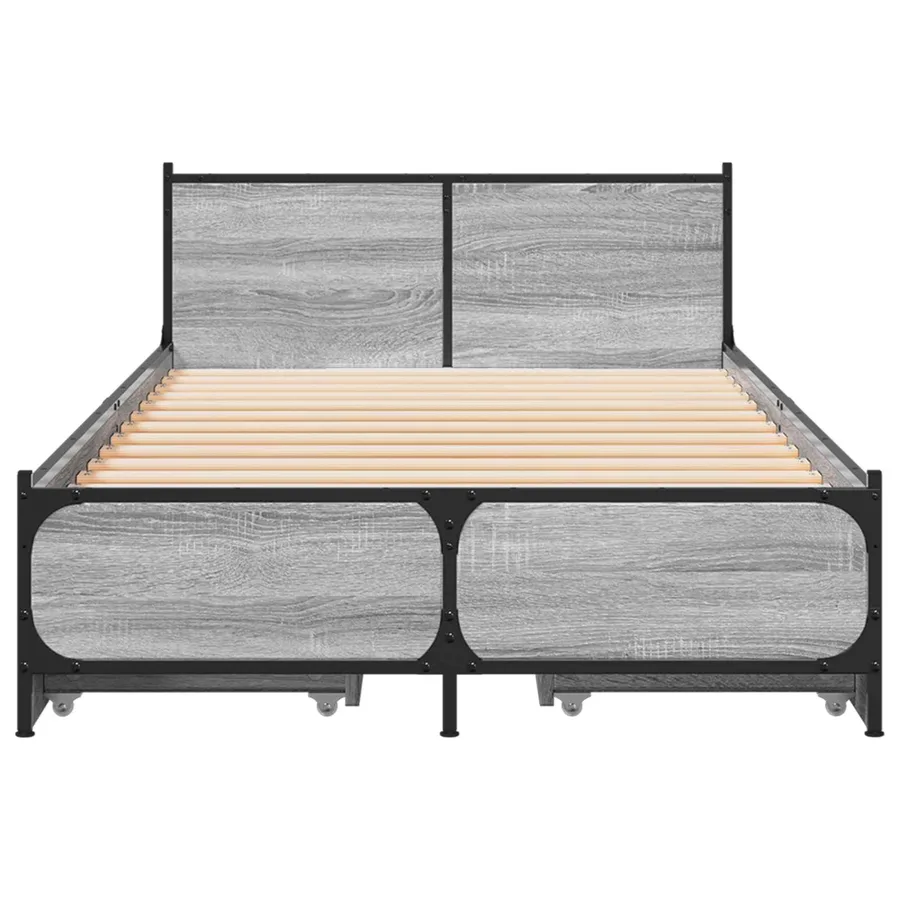 Cadre de lit avec tête de lit avec roue Sonoma gris 80 x 200 cm - 4