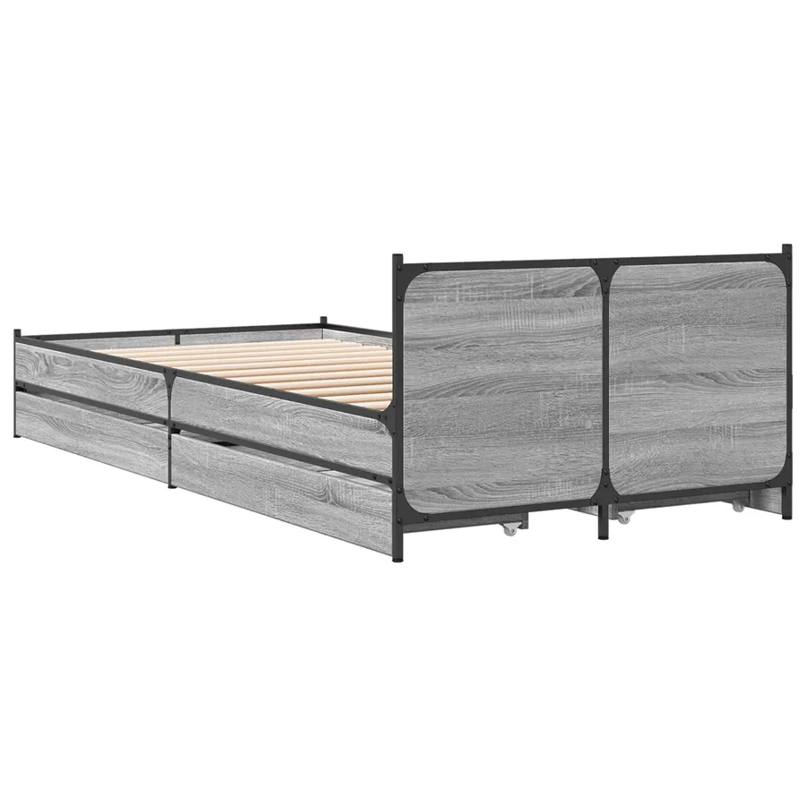 Cadre de lit avec tête de lit avec roue Sonoma gris 80 x 200 cm - 6