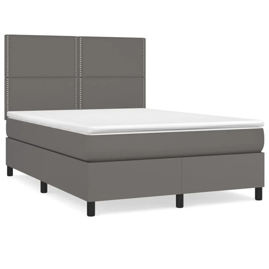 Sommier à lattes de lit avec matelas Gris 140x190 cm Similicuir - 2
