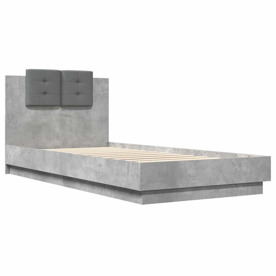 Cadre de lit avec tête de lit Gris béton 80 x 200 cm - 3