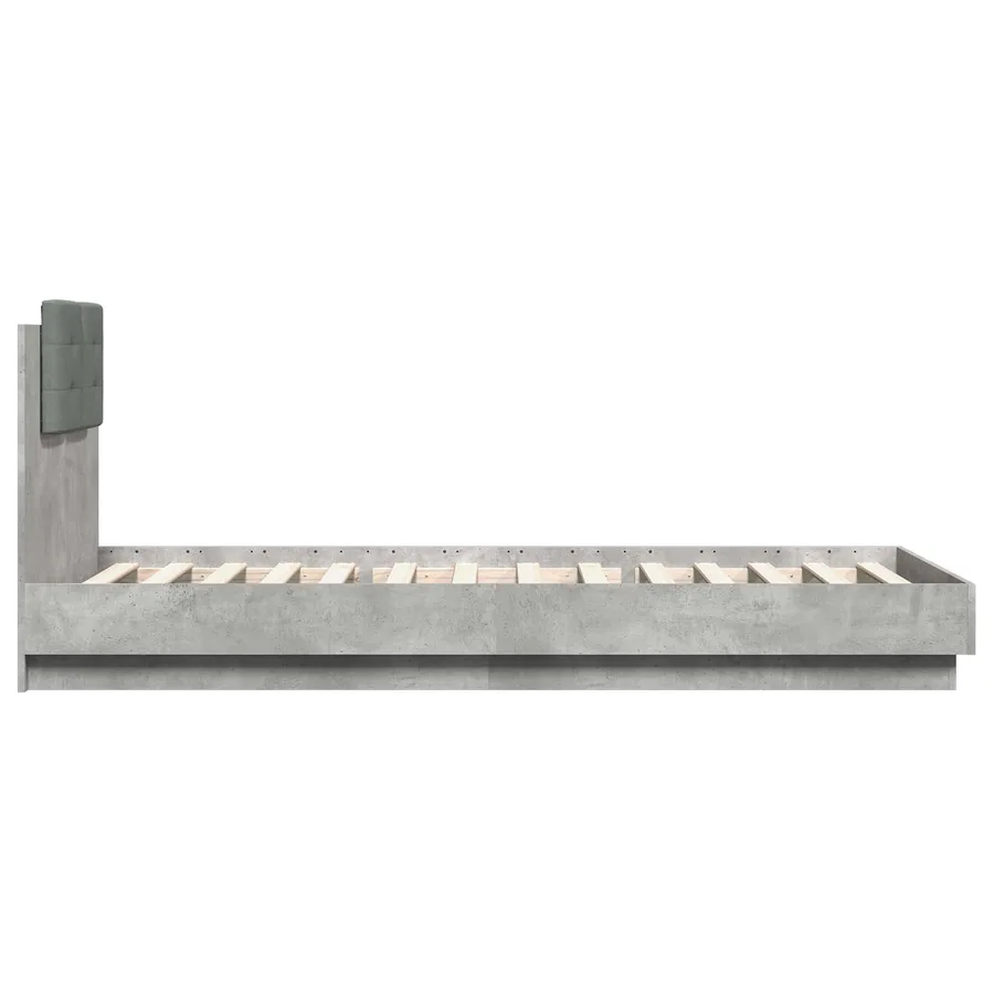 Cadre de lit avec tête de lit Gris béton 80 x 200 cm - 5