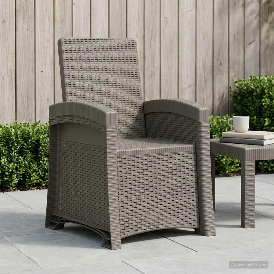 Chaise de jardin inclinable imitant le rotin Gris clair PP