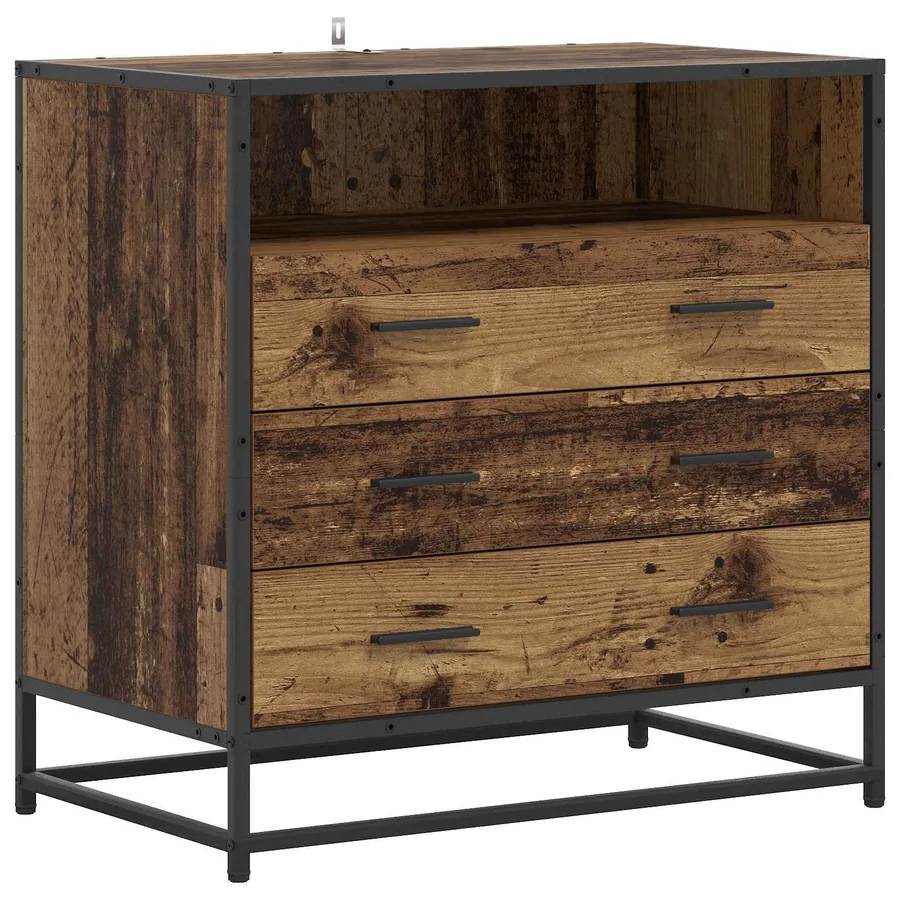 Armoire à tiroirs 3-Tiroir Bois ancien 70 x 41 x 70 cm