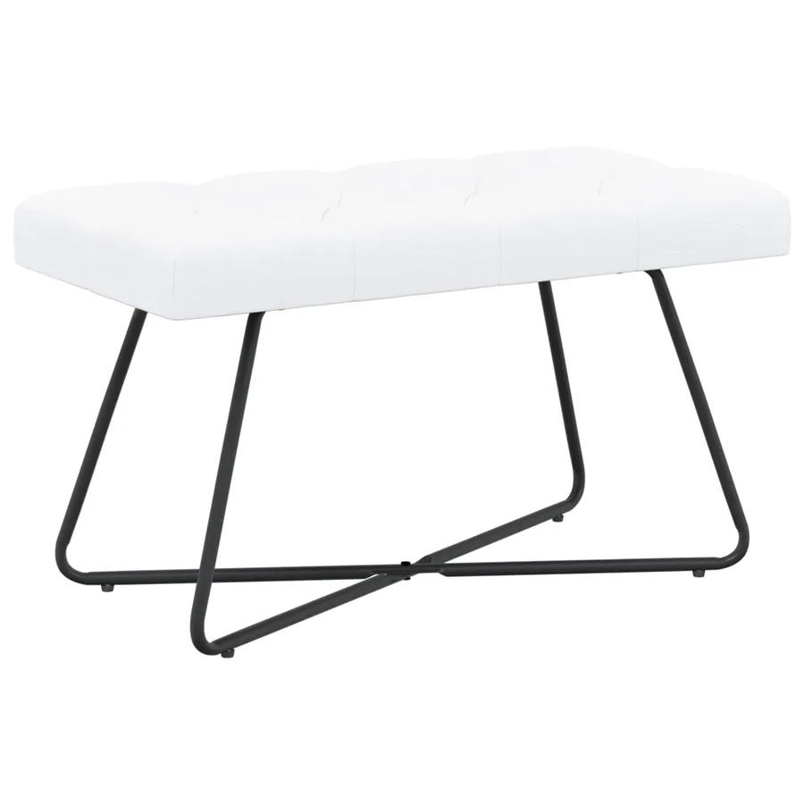 Banc avec capitonnage bouton Blanc 80 x 40 x 46 cm Tissu - 2