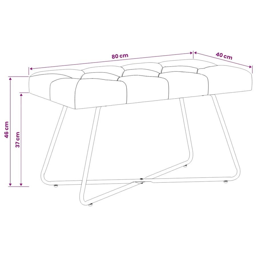 Banc avec capitonnage bouton Blanc 80 x 40 x 46 cm Tissu - 9