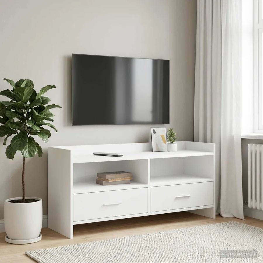 Meuble TV 100 x 33 x 47 cm Blanc Bois d'ingénierie