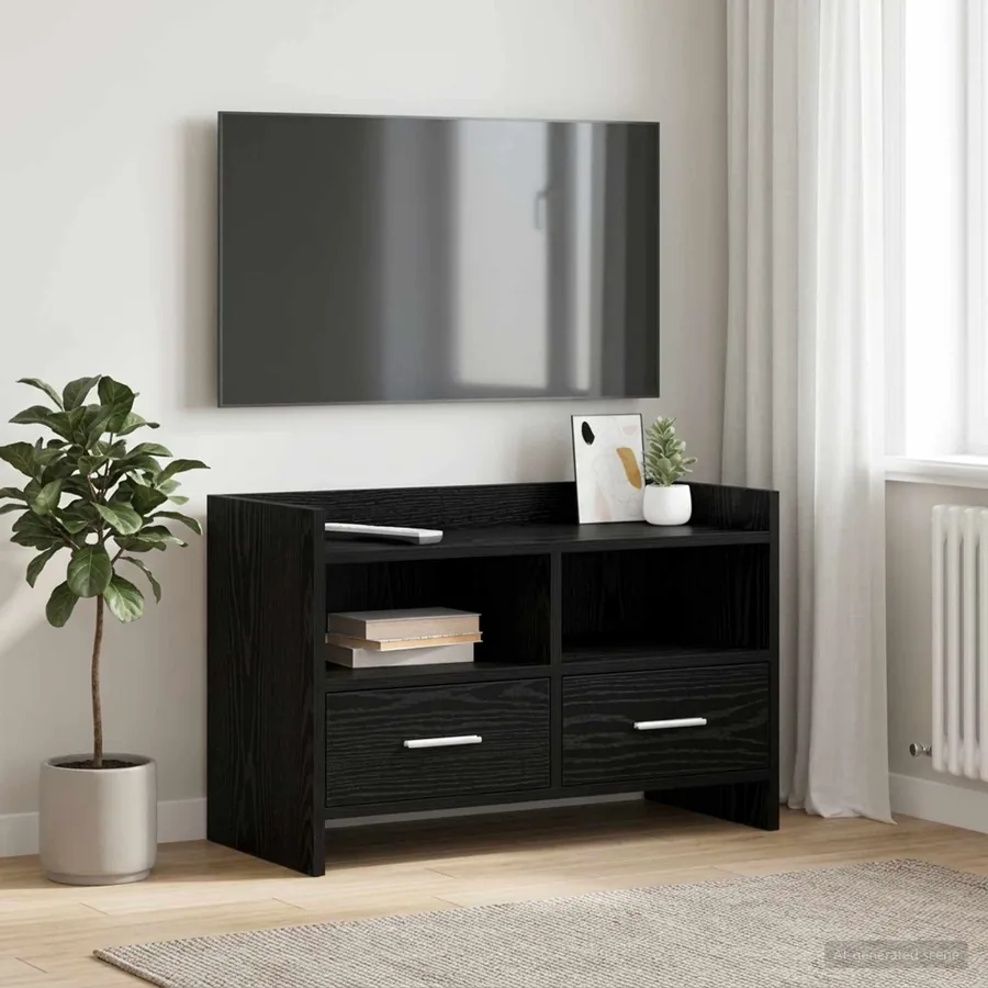 Meuble TV 71,5 x 33 x 47 cm Chêne noir Bois d'ingénierie