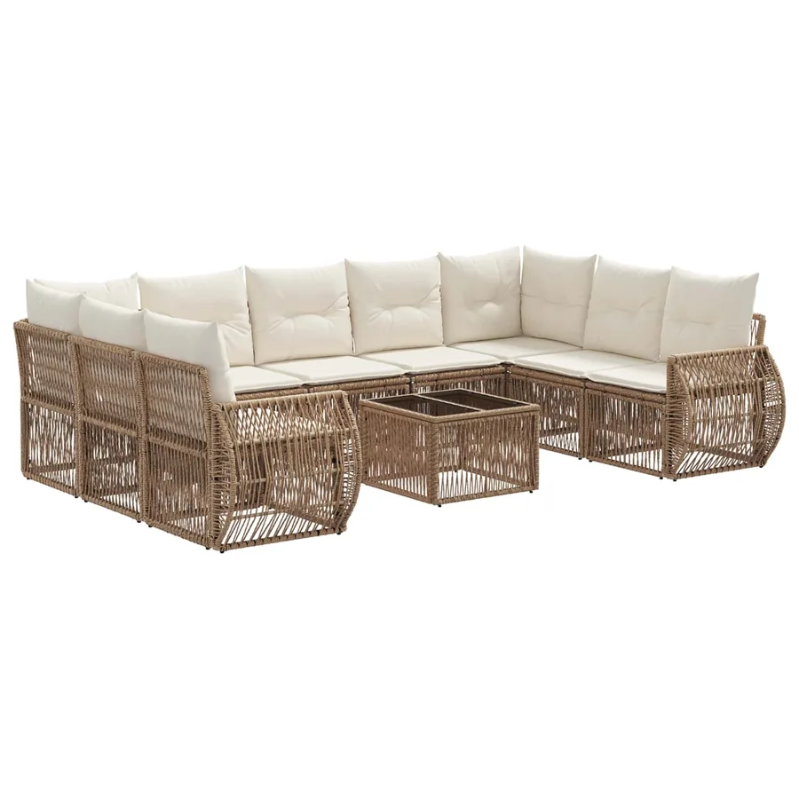 Ensemble de canapé de jardin 10 pcs Beige et blanc crème - 2