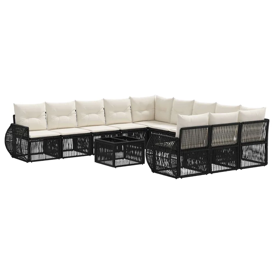 Ensemble de canapé de jardin 12 pcs Noir et blanc crème - 2