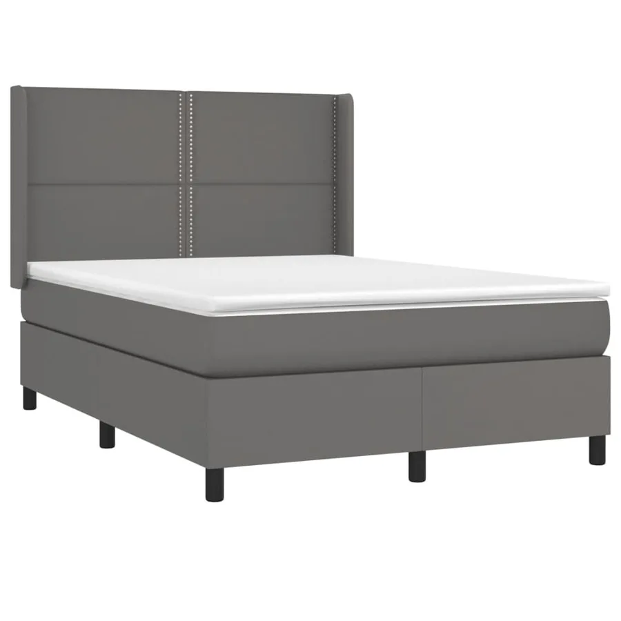 Sommier à lattes de lit avec matelas Gris 140x200 cm Similicuir - 3