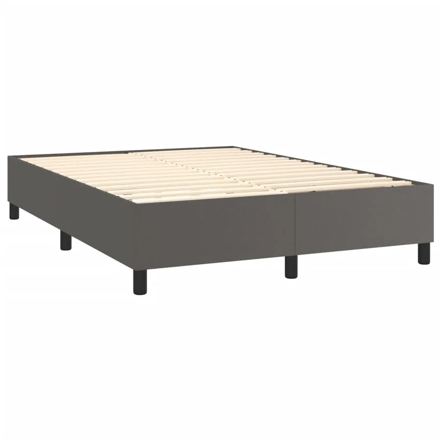Sommier à lattes de lit avec matelas Gris 140x200 cm Similicuir - 4