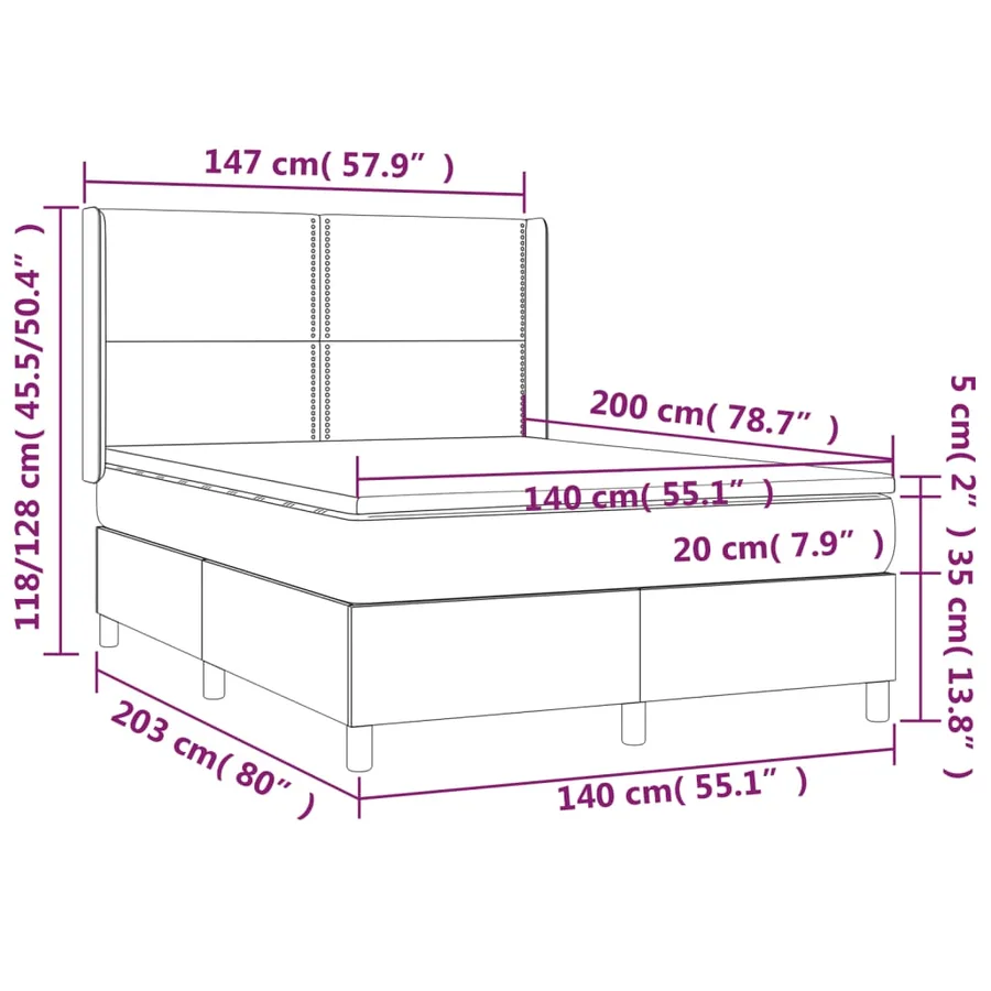 Sommier à lattes de lit avec matelas Gris 140x200 cm Similicuir - 7