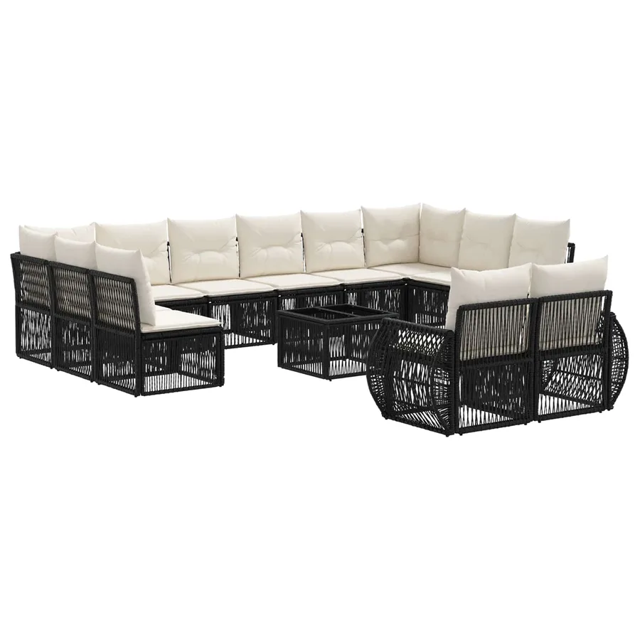 Ensemble de canapé de jardin 13 pcs Noir et blanc crème - 2