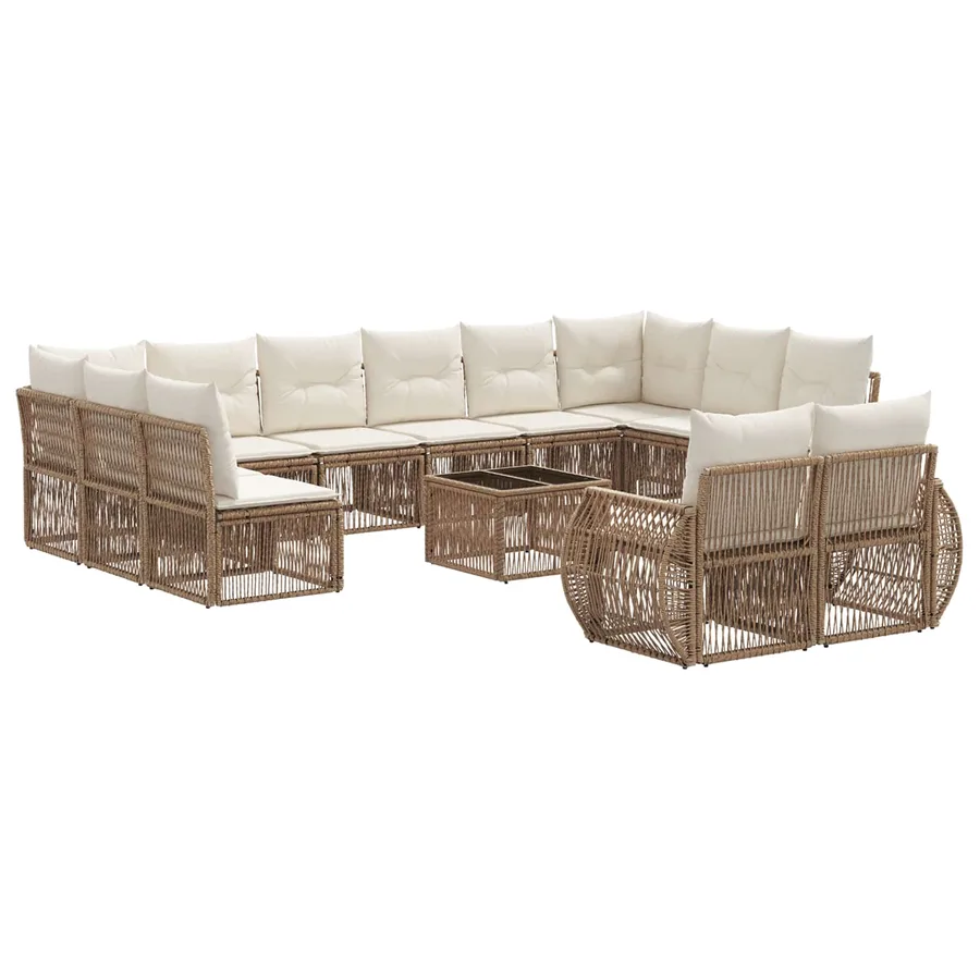 Ensemble de canapé de jardin 13 pcs Beige et blanc crème - 2