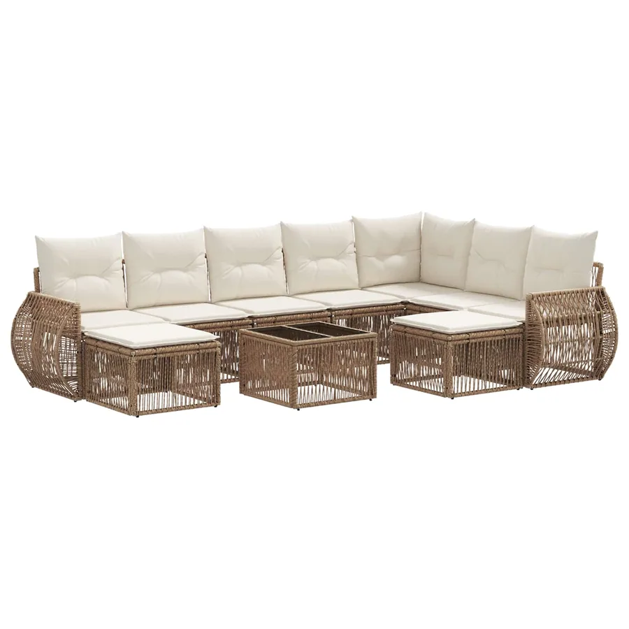 Ensemble de canapé de jardin 10 pcs Beige polyrotin - 2