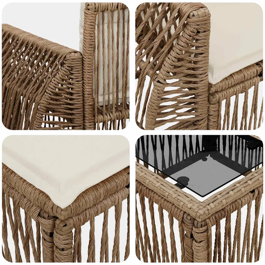 Ensemble de canapé de jardin 10 pcs Beige polyrotin - 8