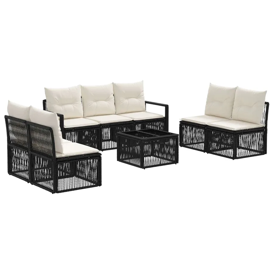 Ensemble de canapé de jardin 8 pcs Noir polyrotin - 2