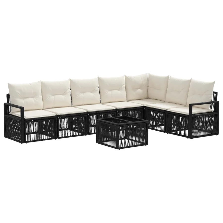 Ensemble de canapé de jardin 8 pcs Noir polyrotin - 2