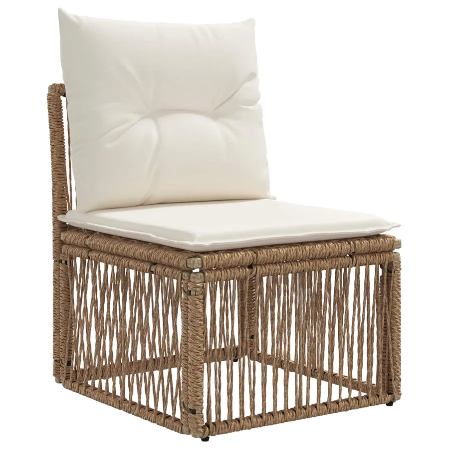 Ensemble de canapé de jardin 8 pcs Beige polyrotin - 3