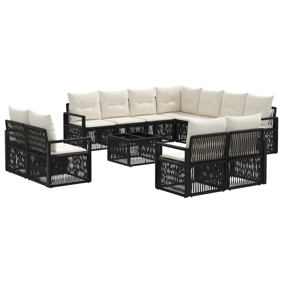 Ensemble de canapé de jardin 12 pcs Noir polyrotin - 2