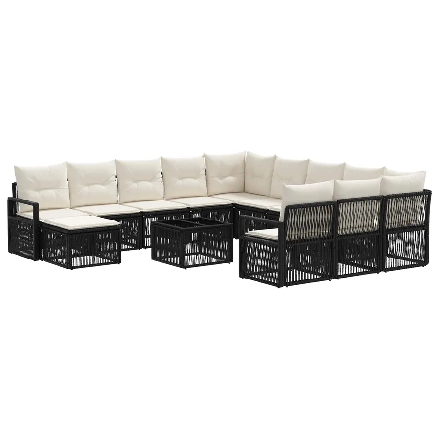 Ensemble de canapé de jardin 13 pcs Noir polyrotin - 2