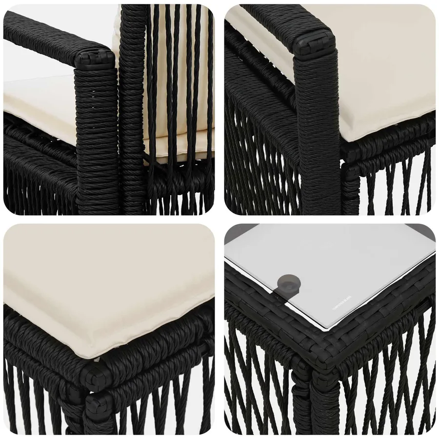 Ensemble de canapé de jardin 13 pcs Noir polyrotin - 9