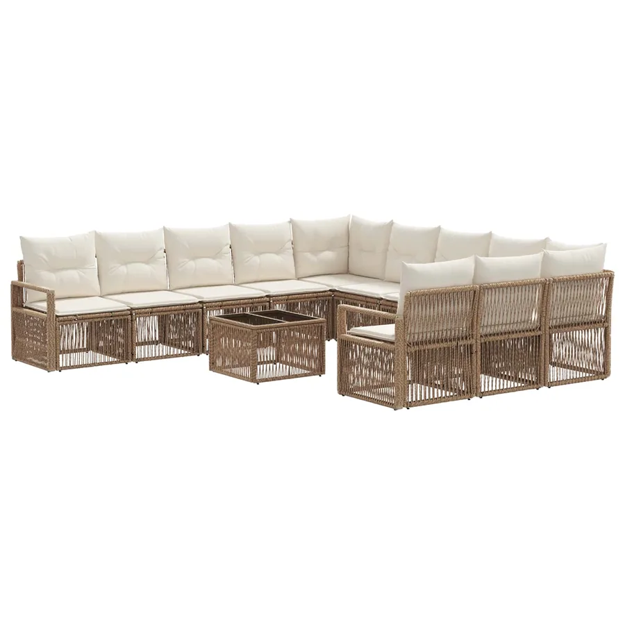 Ensemble de canapé de jardin 12 pcs Beige polyrotin - 2
