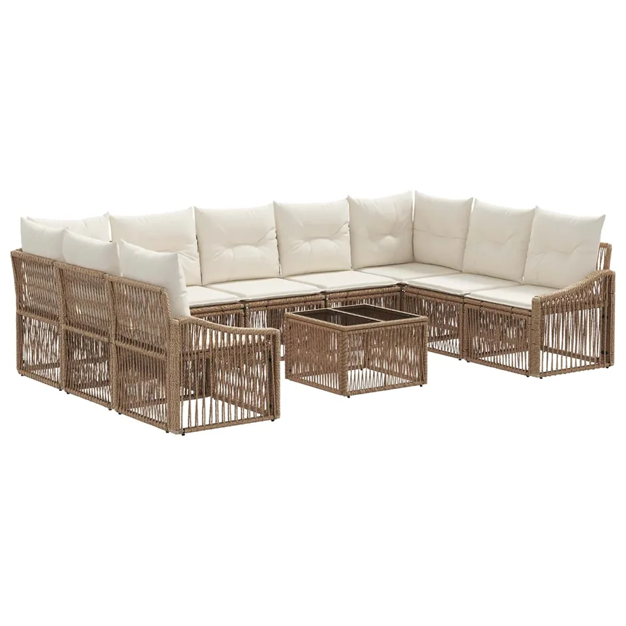 Ensemble de canapé de jardin 10 pcs Beige polyrotin - 2