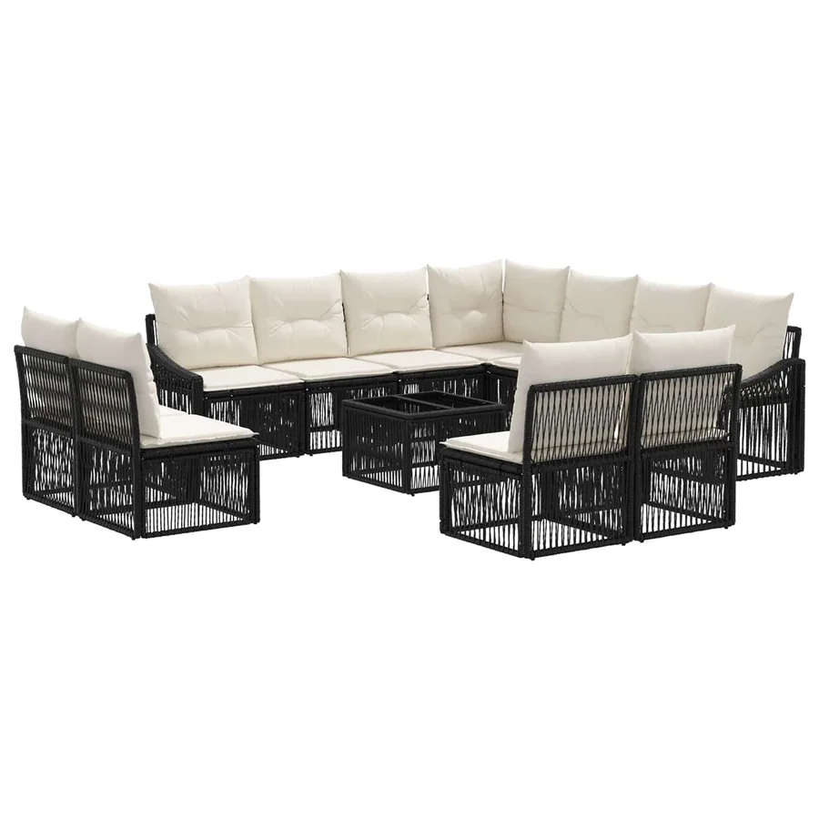 Ensemble de canapé de jardin 12 pcs Noir polyrotin - 2