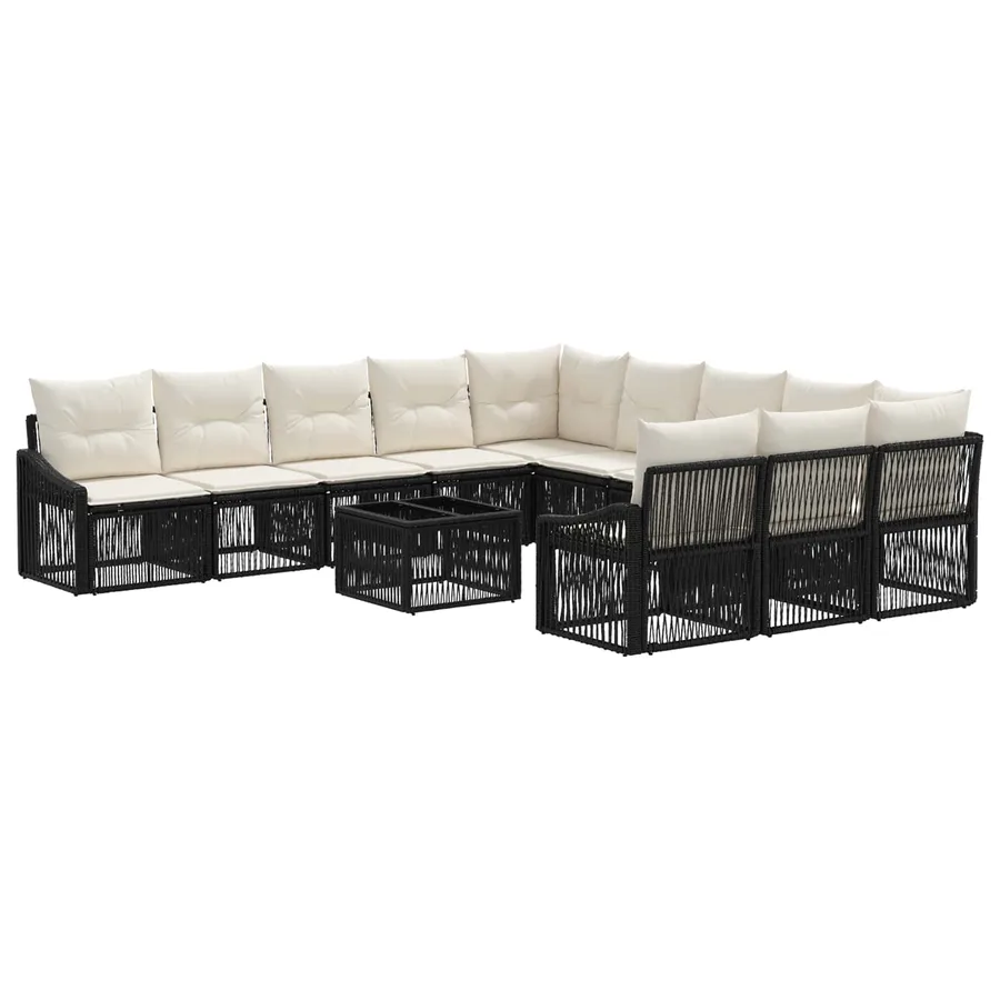 Ensemble de canapé de jardin 12 pcs Noir polyrotin - 2