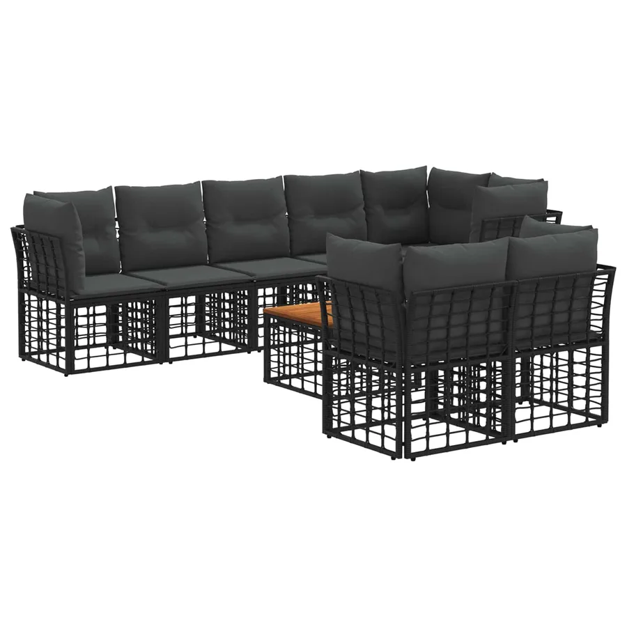 Ensemble de canapés d'extérieur 9 pcs Noir et Gris foncé - 2