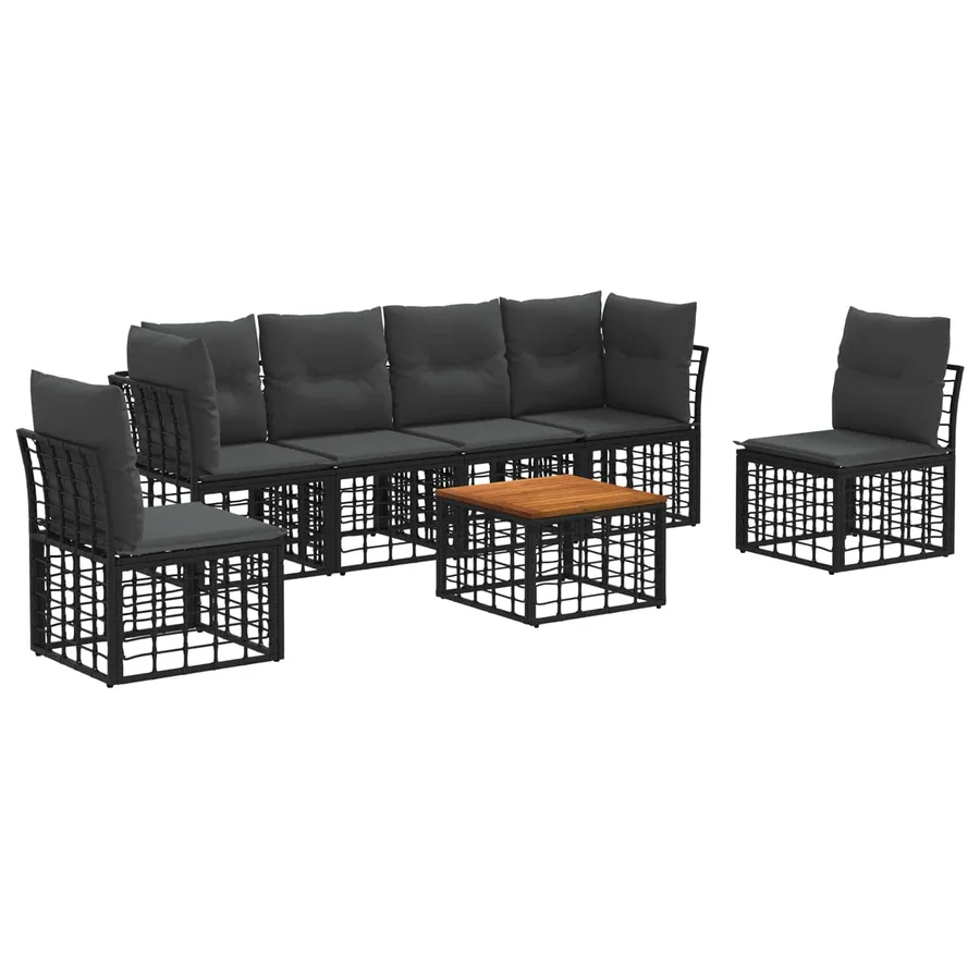 Ensemble de canapés d'extérieur 7 pcs Noir et Gris foncé - 2