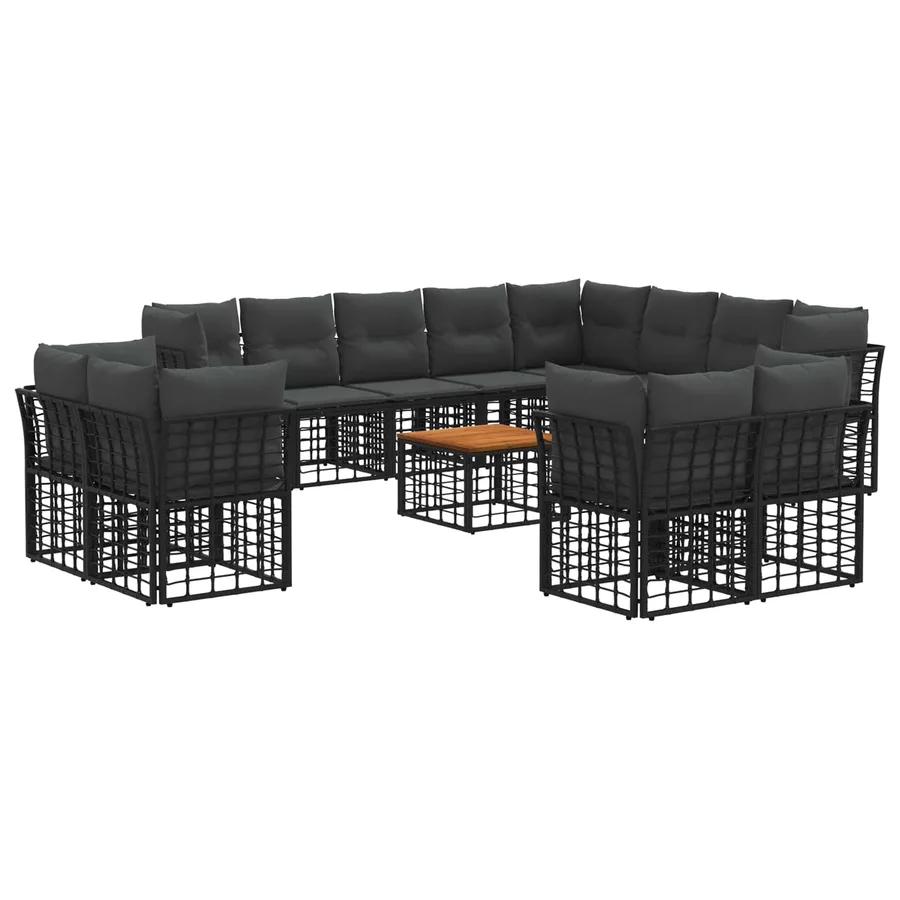 Ensemble de canapés d'extérieur 13 pcs Noir et Gris foncé - 2