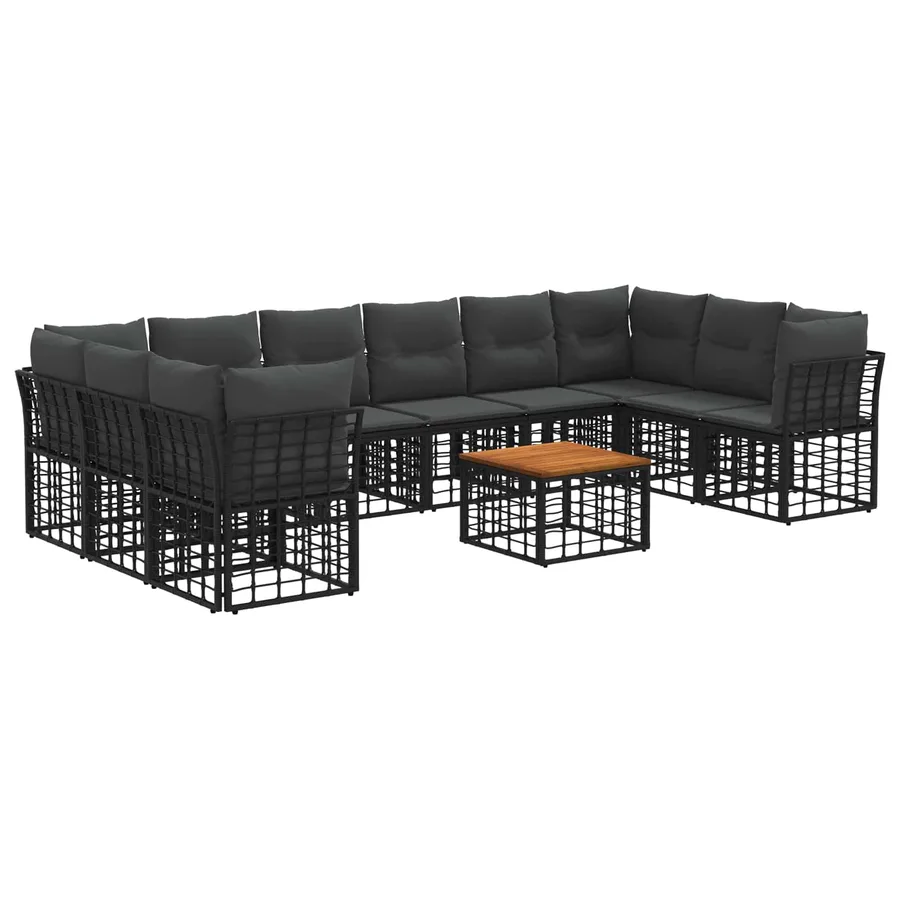 Ensemble de canapés d'extérieur 11 pcs Noir et Gris foncé - 2