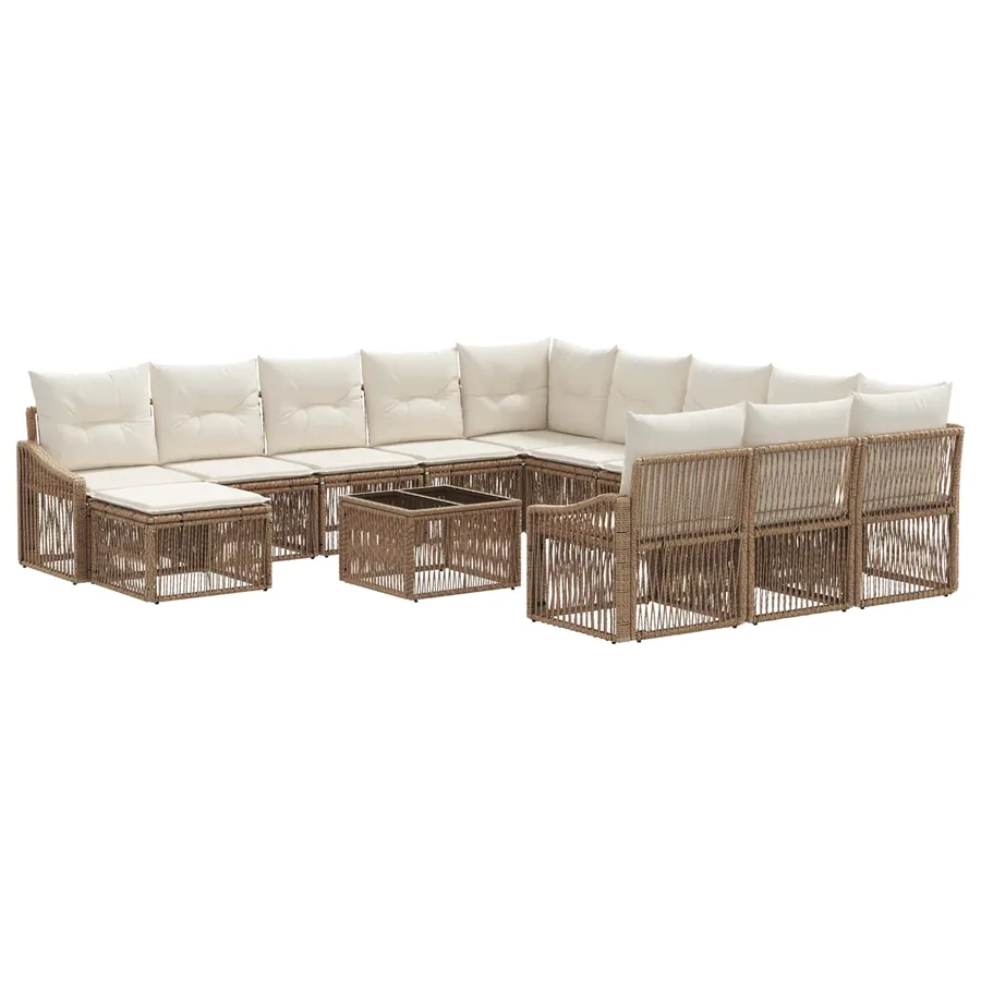 Ensemble de canapé de jardin 13 pcs Beige polyrotin - 2