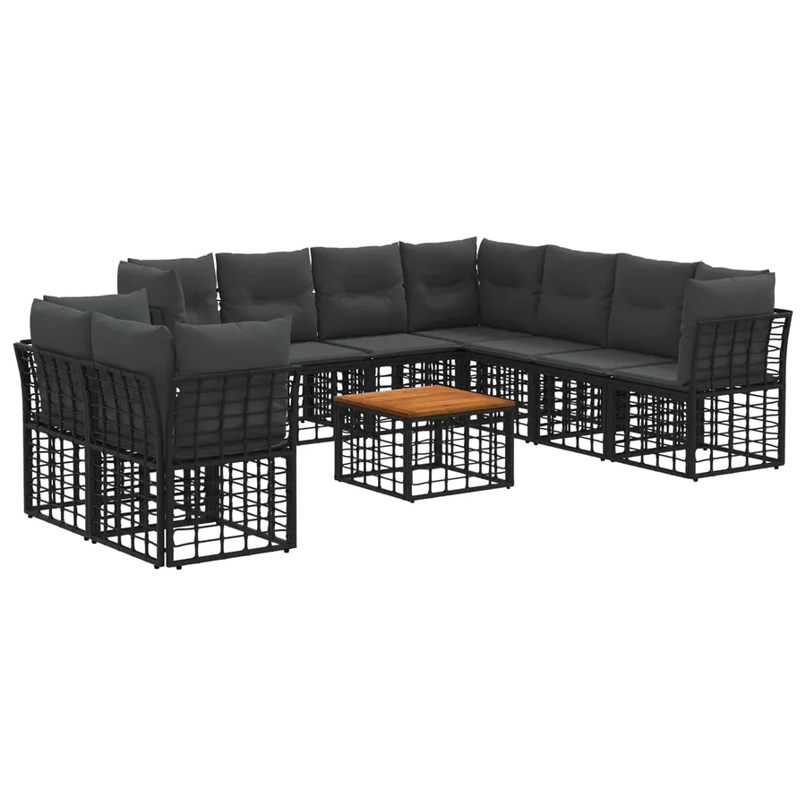 Ensemble de canapés d'extérieur 10 pcs Noir et Gris foncé - 2