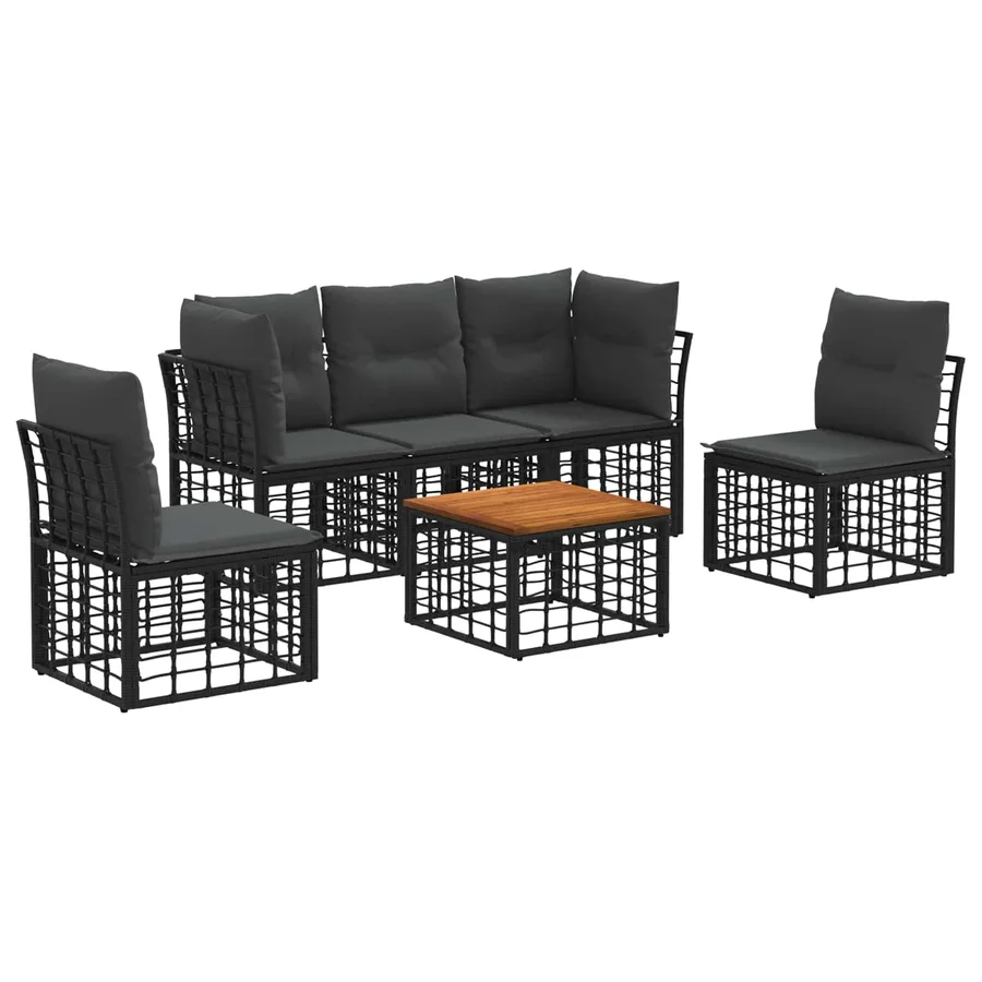 Ensemble de canapés d'extérieur 6 pcs Noir et Gris foncé - 2