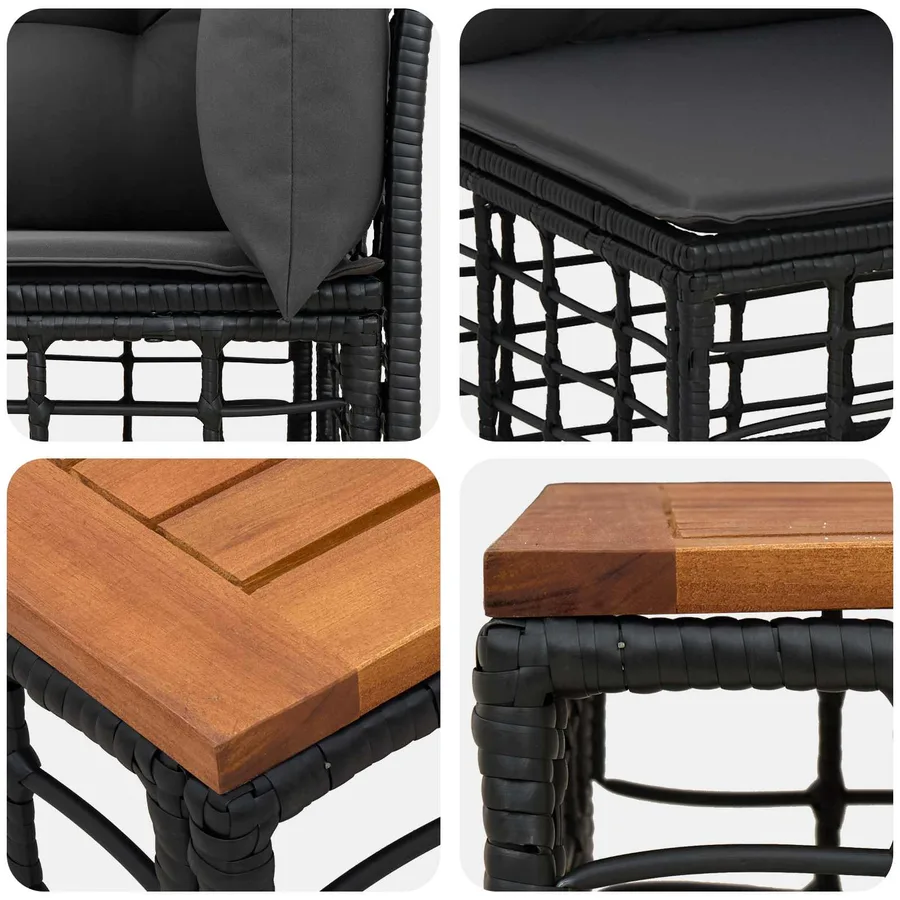 Ensemble de canapés d'extérieur 6 pcs Noir et Gris foncé - 7
