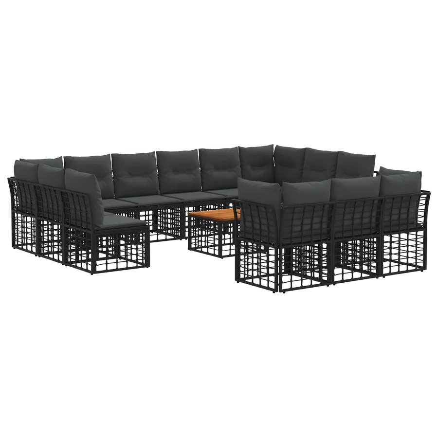 Ensemble de canapés d'extérieur 14 pcs Noir et Gris foncé - 2